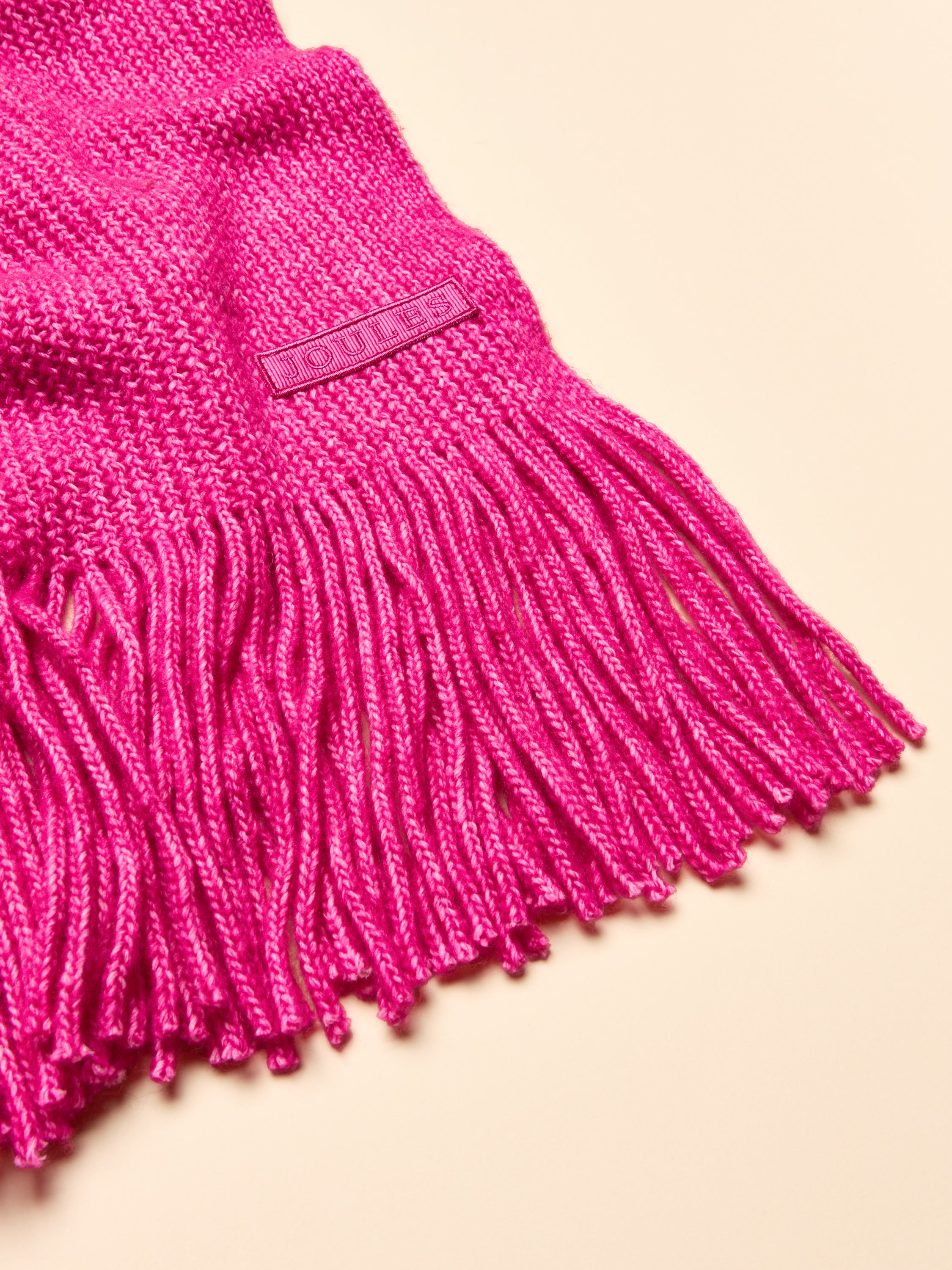 JOULES Rosa Pink Knitted Scarf with Fringed Edges - Shop stylish scarves at Equiflair!