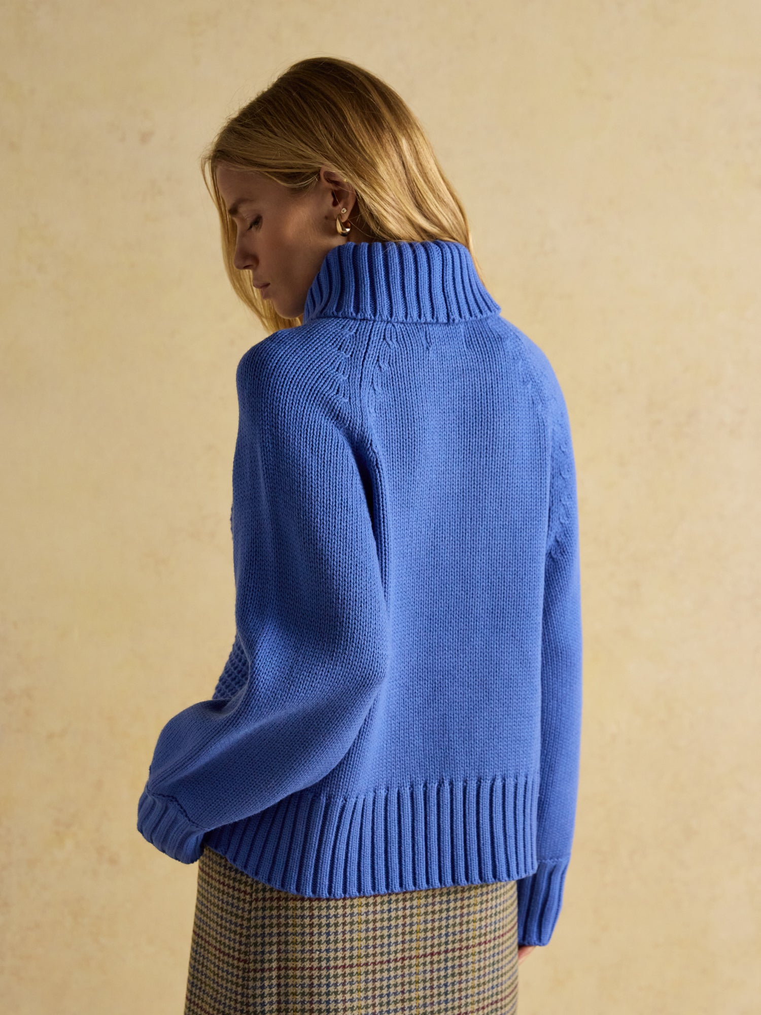 Joules Blue Knitted Jumper with Detachable Roll Neck - Women's Fashion | Shop Online