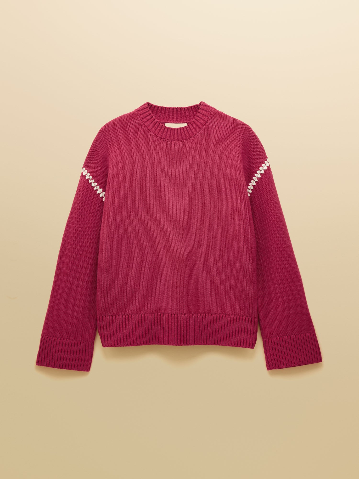 Joules Alexandra Pink Blanket Stitch Jumper with Round Neck