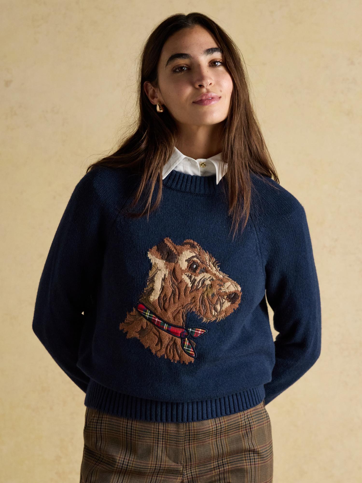 JOULES Dog Sweater: Navy Blue Jumper with Dog Design. Women's Fashion at Equiflair.