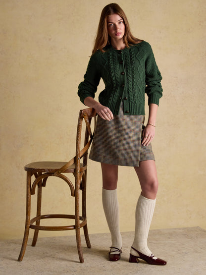 Equiflair Rafferty Green Cable Knit Cardigan for Women: Wool Blend, Button-Down Sweater