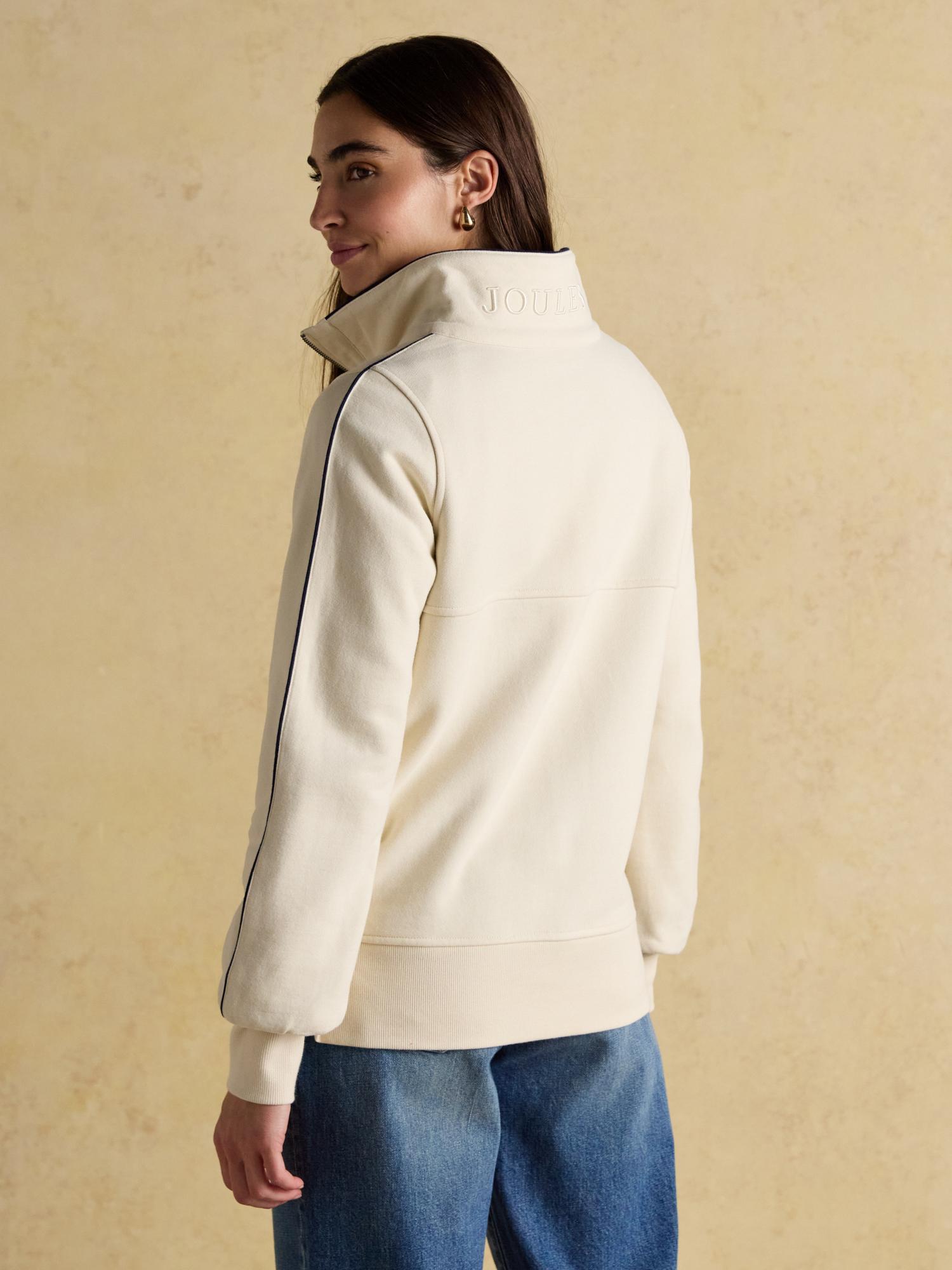 Joules Bronte Cream Funnel Neck Quarter Zip Cotton Sweatshirt