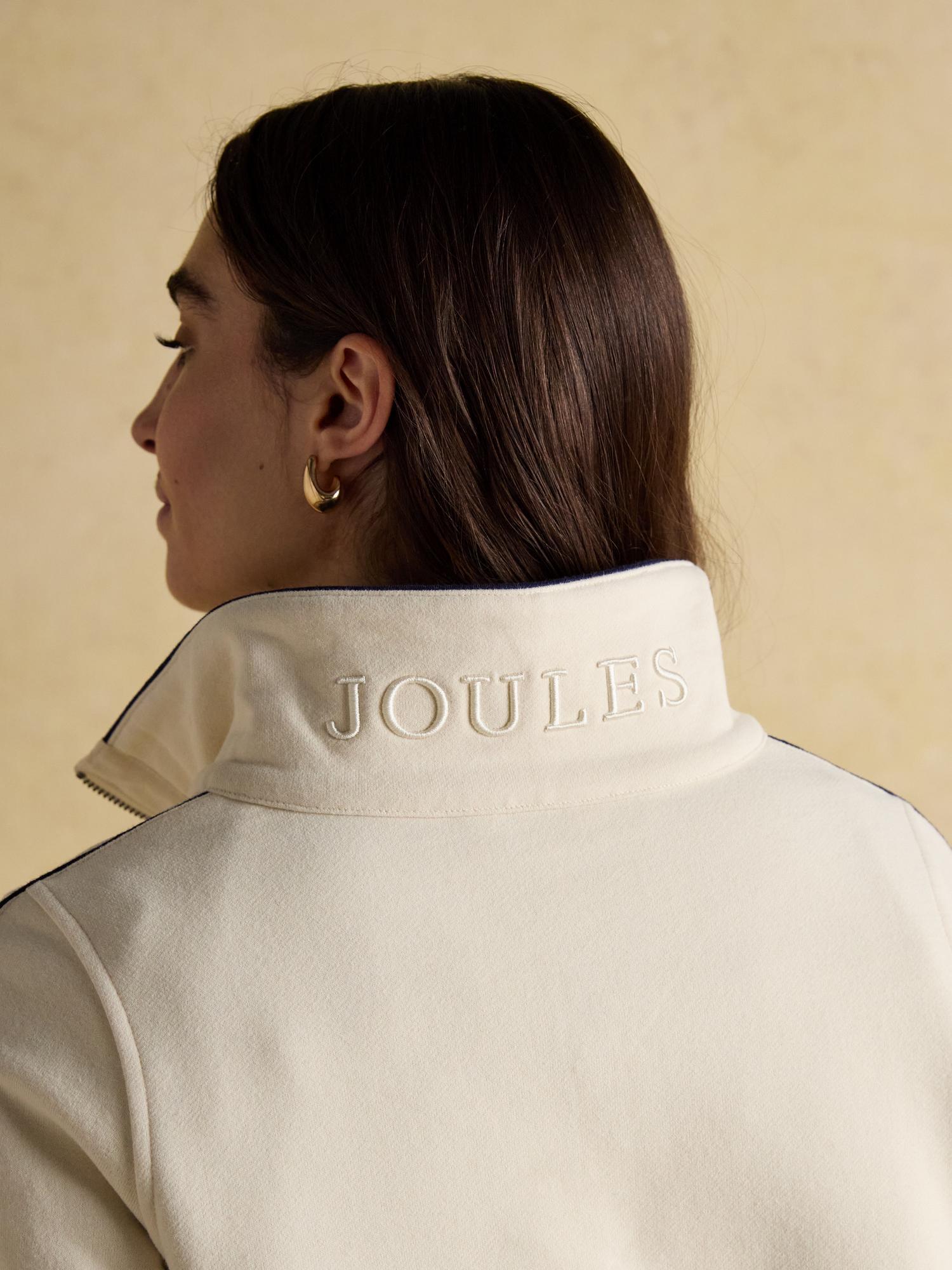 Joules Bronte Cream Funnel Neck Quarter Zip Cotton Sweatshirt