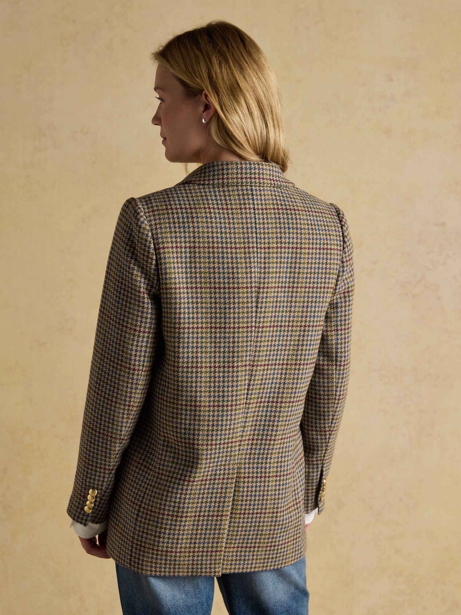 Joules Hackmore Grey Check Relaxed Fit Tweed Wool Blend Blazer