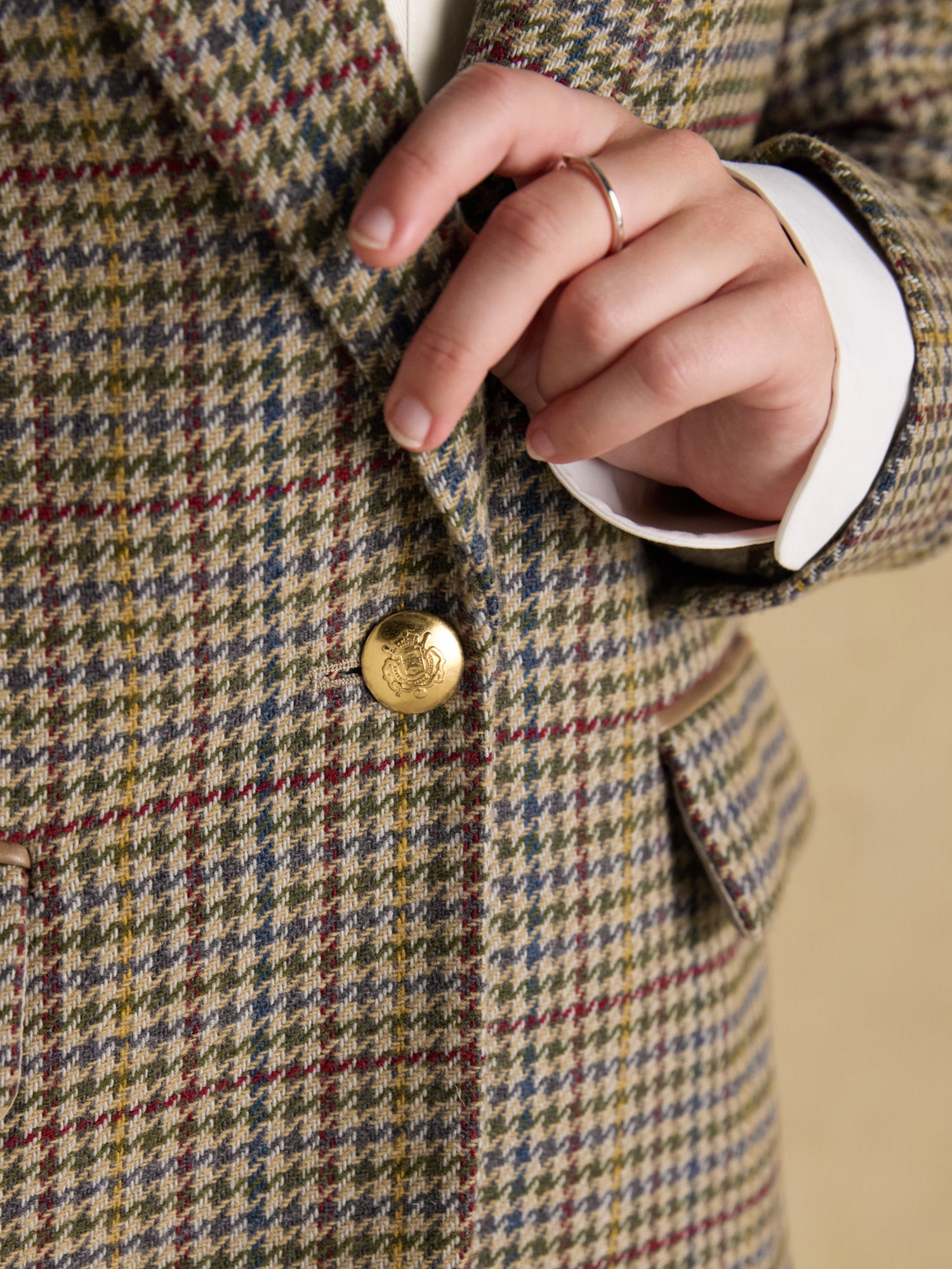Joules Hackmore Grey Check Relaxed Fit Tweed Wool Blend Blazer