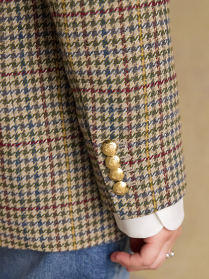 Joules Hackmore Grey Check Relaxed Fit Tweed Wool Blend Blazer