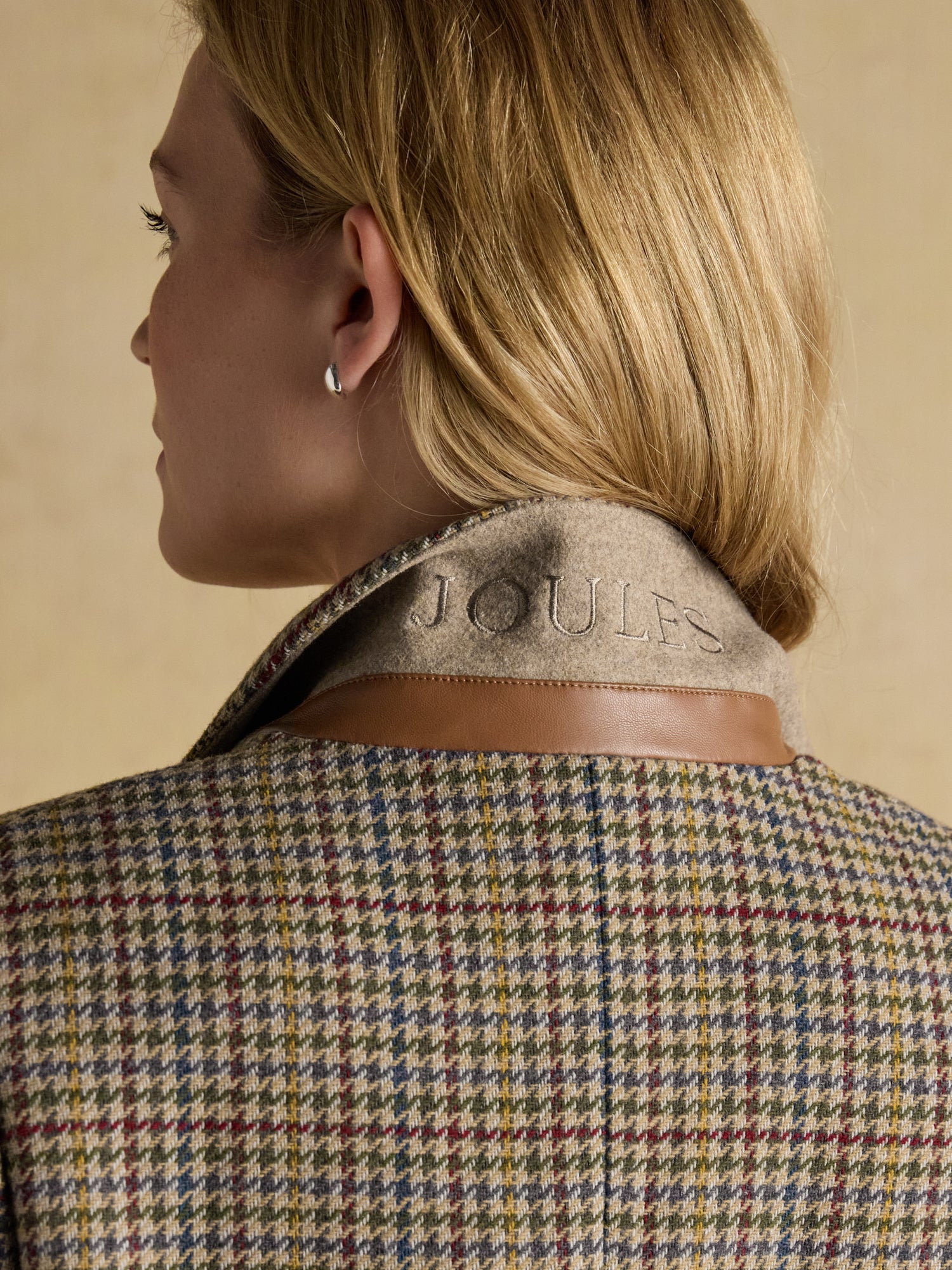 Joules Hackmore Grey Check Relaxed Fit Tweed Wool Blend Blazer