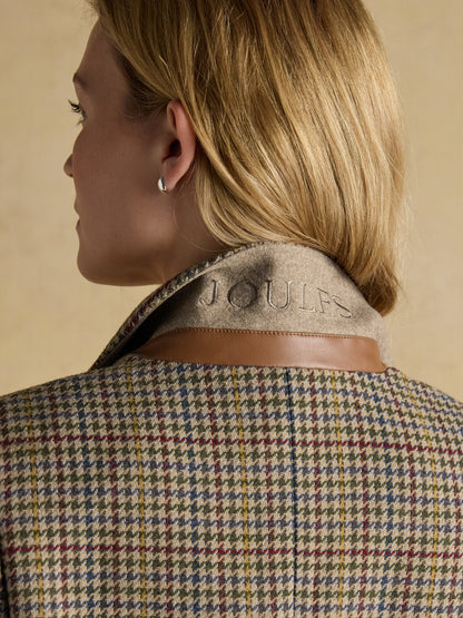 Joules Hackmore Grey Check Relaxed Fit Tweed Wool Blend Blazer