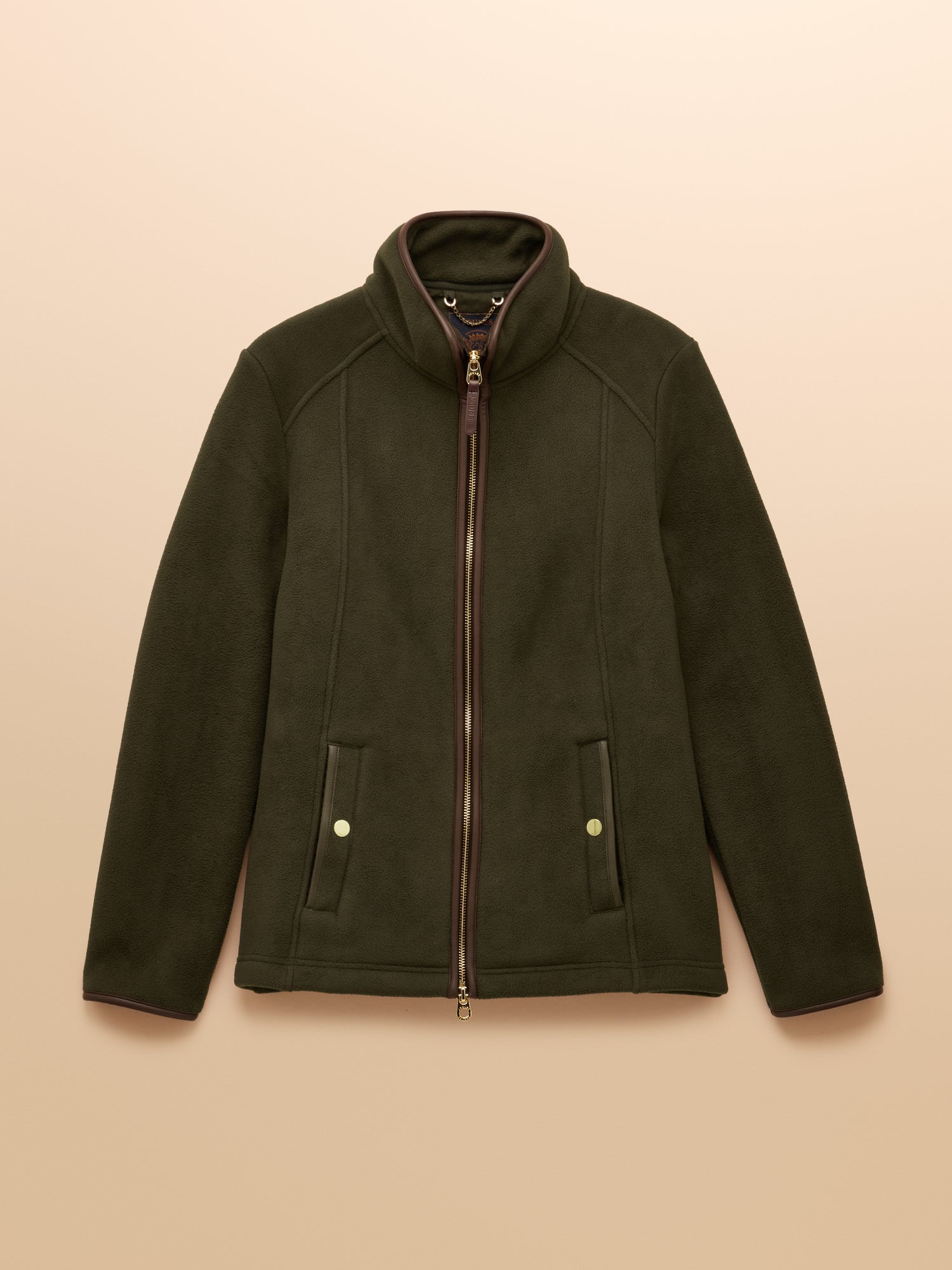 JOULES HERITAGE GREEN Fleece Jacket: Women's Zip Through, Regular Fit, Outdoor Stylish Layer with Faux Leather Details
