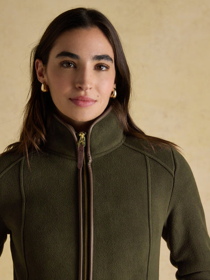 Joules Heritage Green Fleece: Regular Fit, Zip Through. Women's Outdoor Country Style Fleece Jacket.