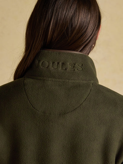 Joules Heritage Green Fleece Jacket Back View | Women's Zip-Up Fleece with Collar & Embroidered Logo