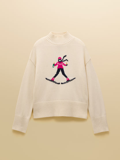 Joules Abigail Cream High Neck Intarsia Ski Jumper