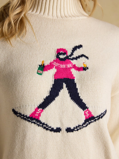 Joules Abigail Cream High Neck Intarsia Ski Jumper