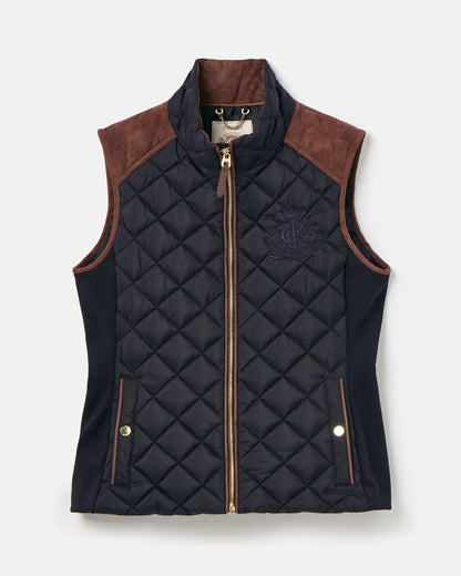 JOULES Navy Quilted Gilet - Women's Outerwear Vest with Suede Detail. Shop at Equiflair!