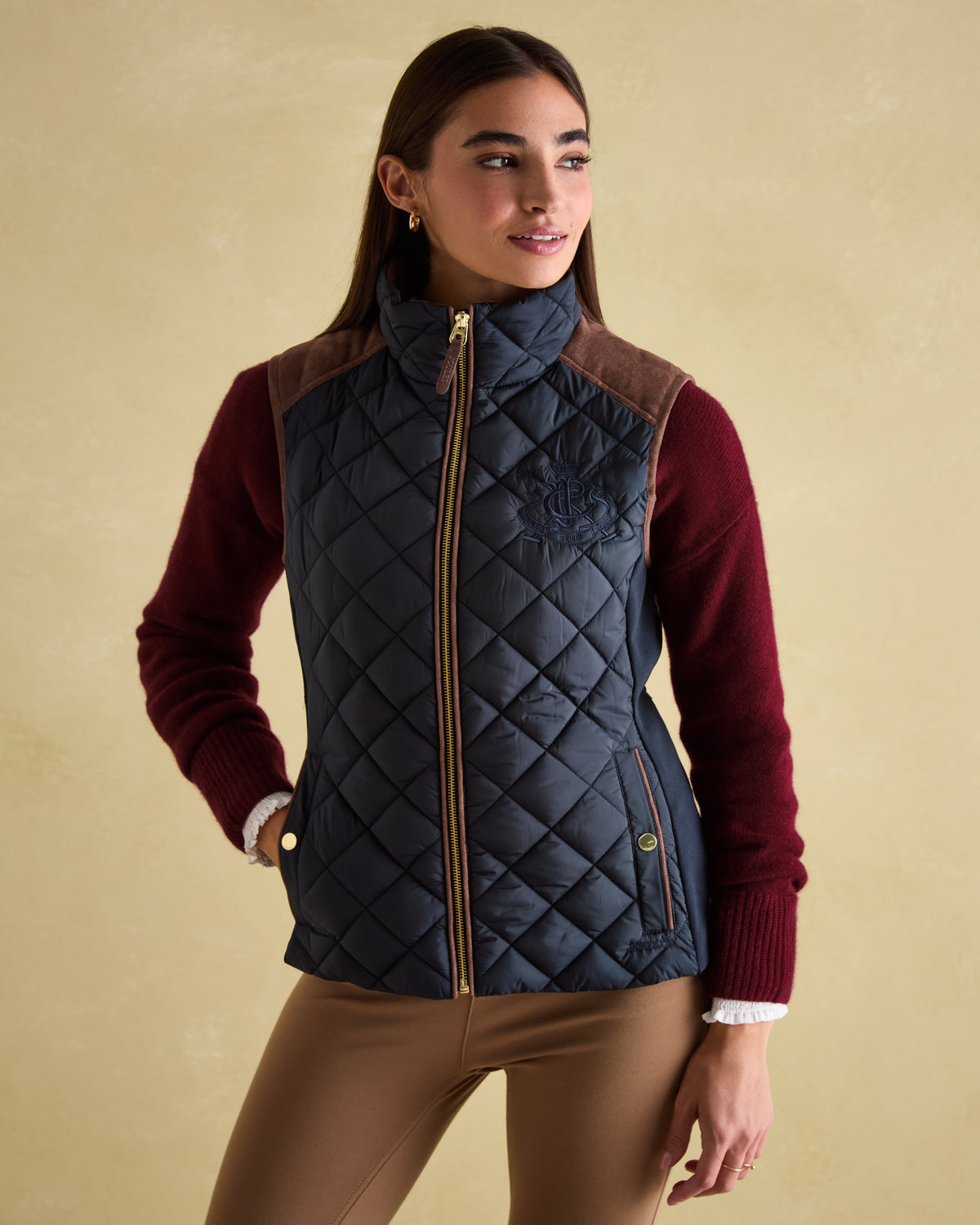 Joules Braemar Luxe Navy Showerproof Diamond Quilted Gilet