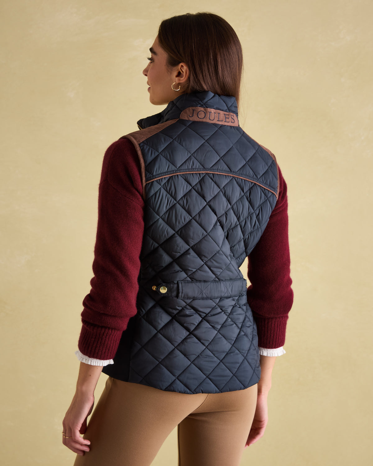 Joules Braemar Luxe Navy Showerproof Diamond Quilted Gilet