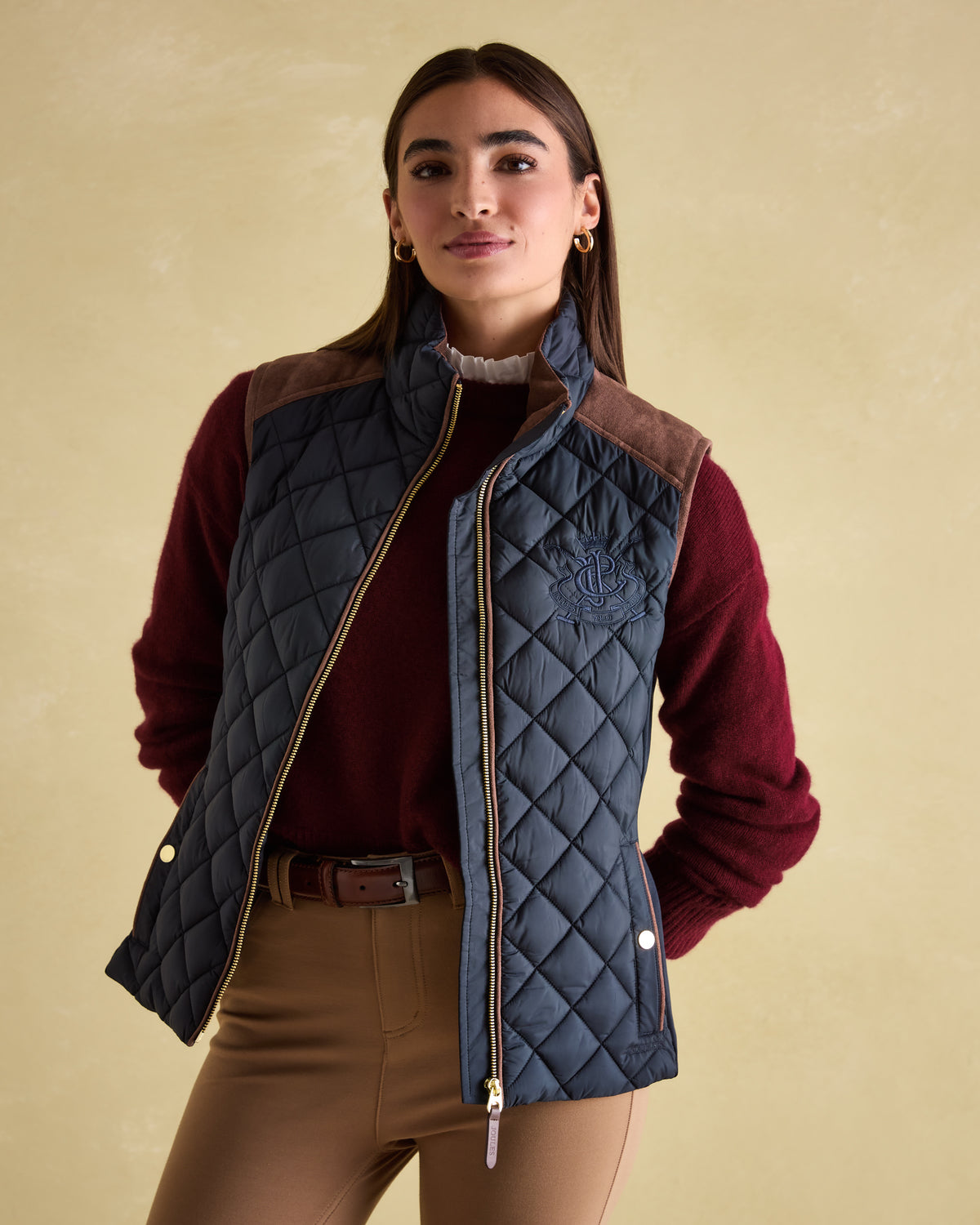 Joules Braemar Luxe Navy Showerproof Diamond Quilted Gilet
