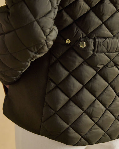 Khaki Green Quilted Coat | JOULES BRAEMAR LUXE Showerproof Jacket | Equiflair
