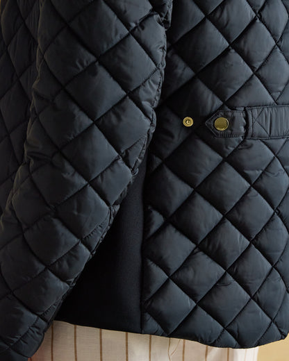 Joules Braemar Navy Quilted Coat - Showerproof Diamond Pattern