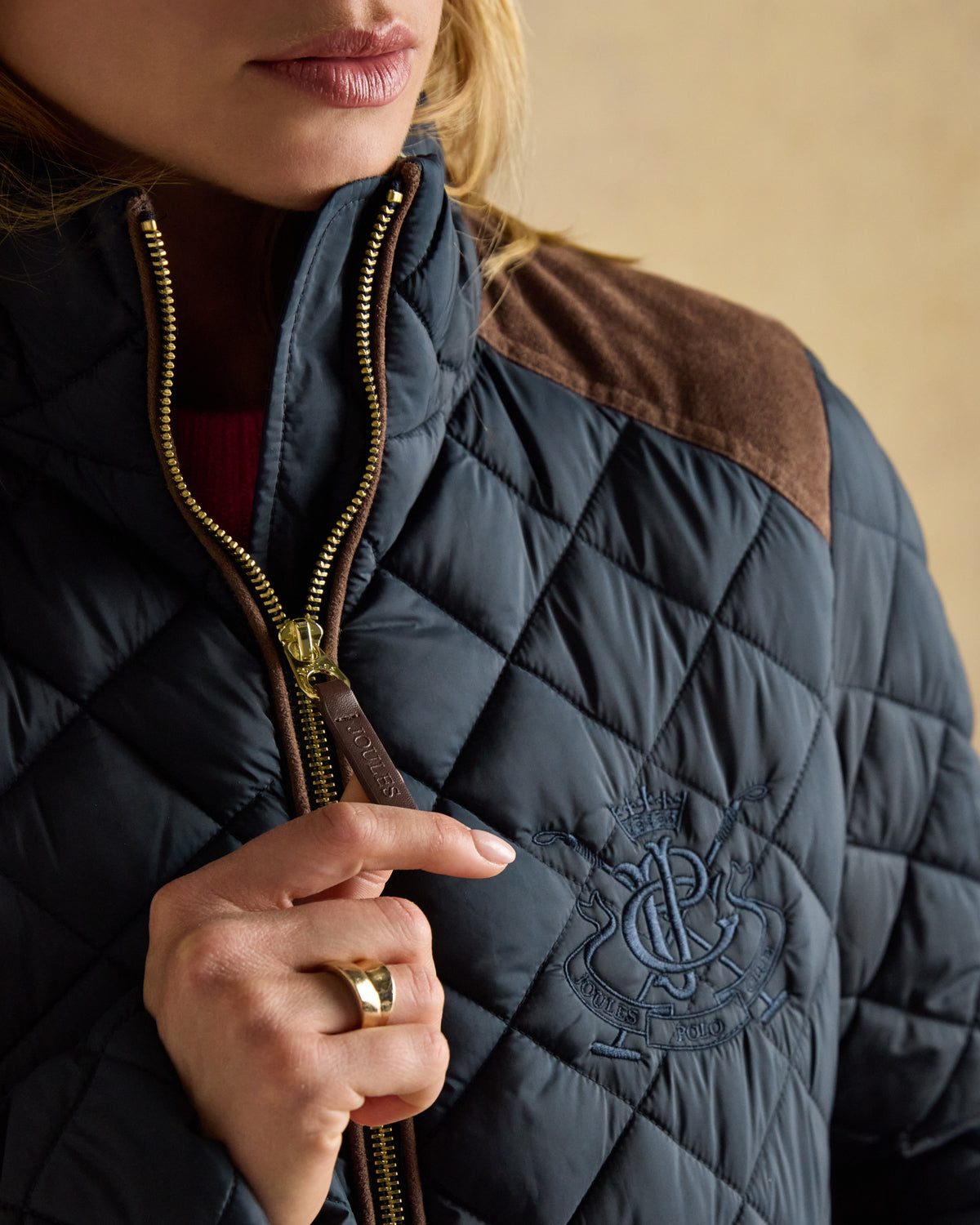 JOULES Braemar Navy Quilted Coat: Showerproof Women's Fashion from Equiflair