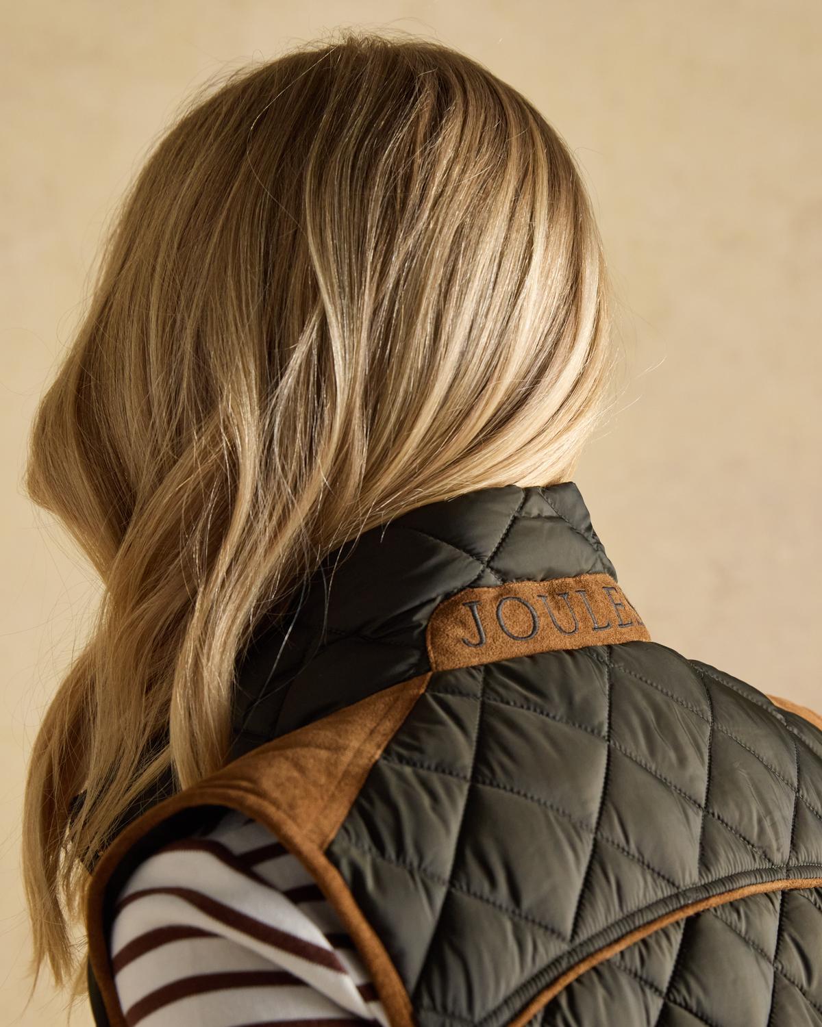 JOULES Khaki Green Quilted Gilet - Showerproof Women's Vest
