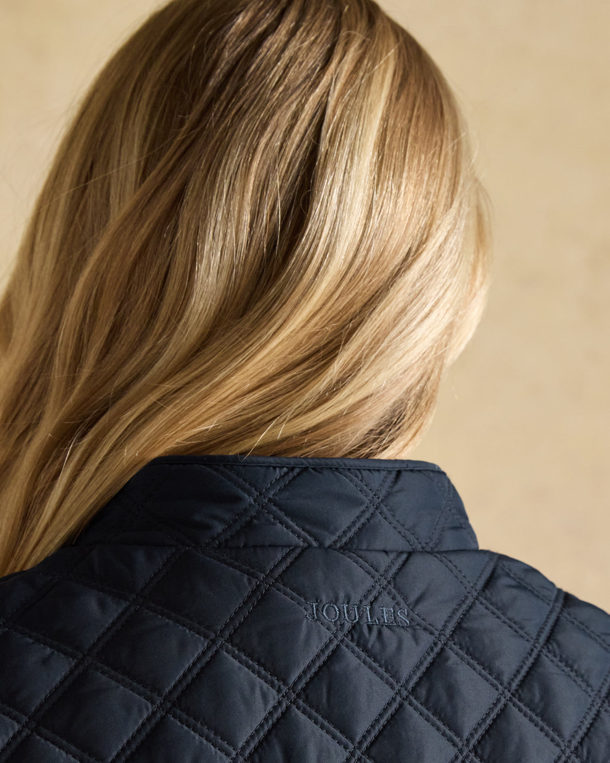 JOULES Minx Navy Quilted Gilet - Showerproof Diamond Pattern, Recycled Polyester, Women's Layering Vest