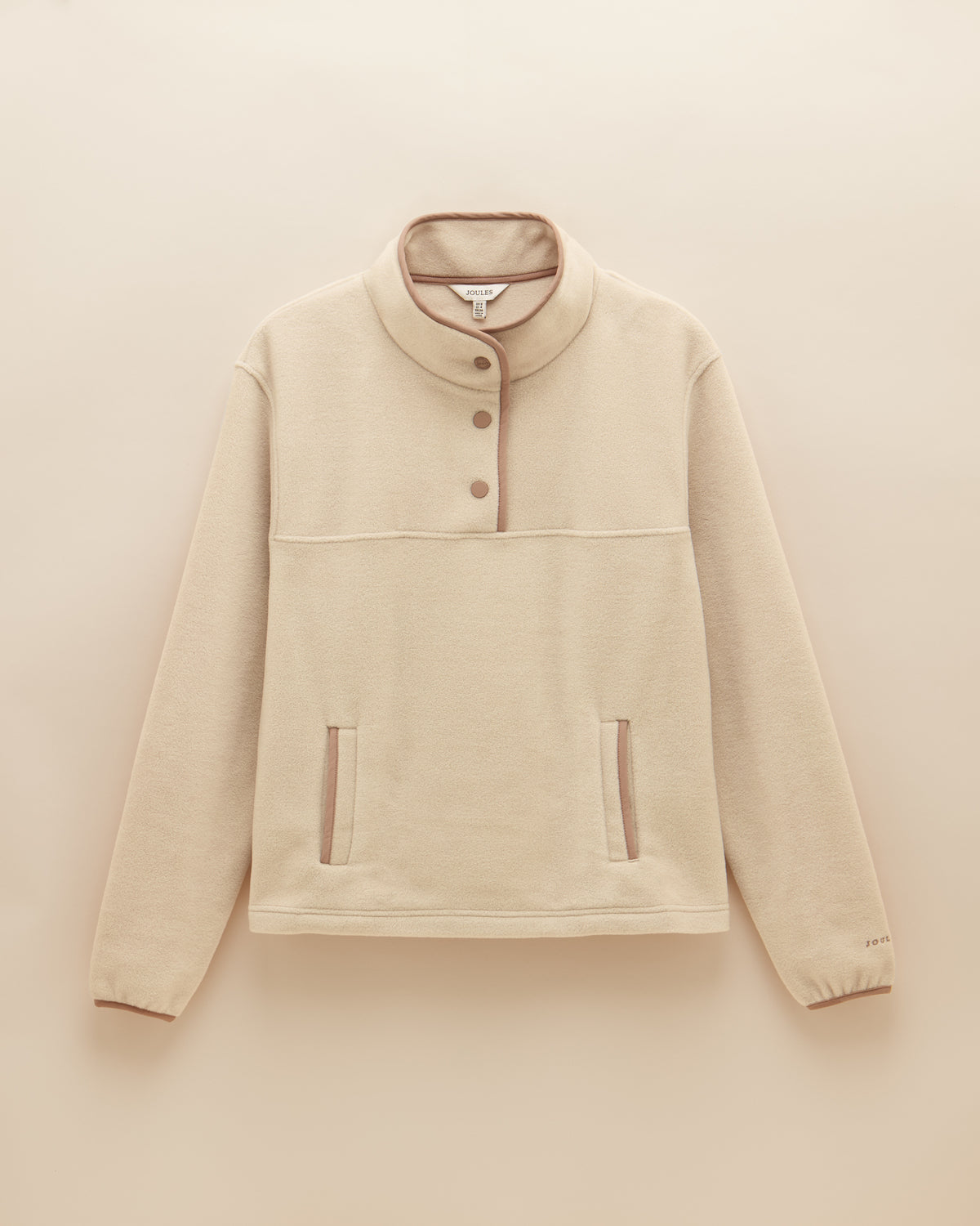 Joules Fleece Jacket Beige Funnel Neck | Women's Pullover Fleece