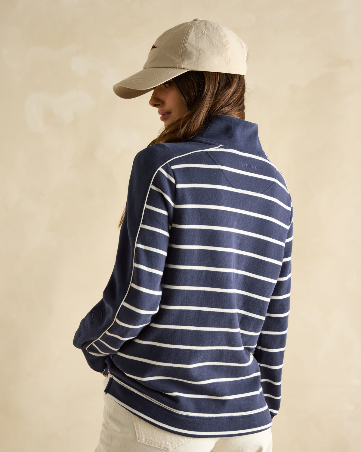 JOULES SOUTHWOLD Navy Striped Sweatshirt: Button Down Women's Top. Stylish nautical fashion from Equiflair.