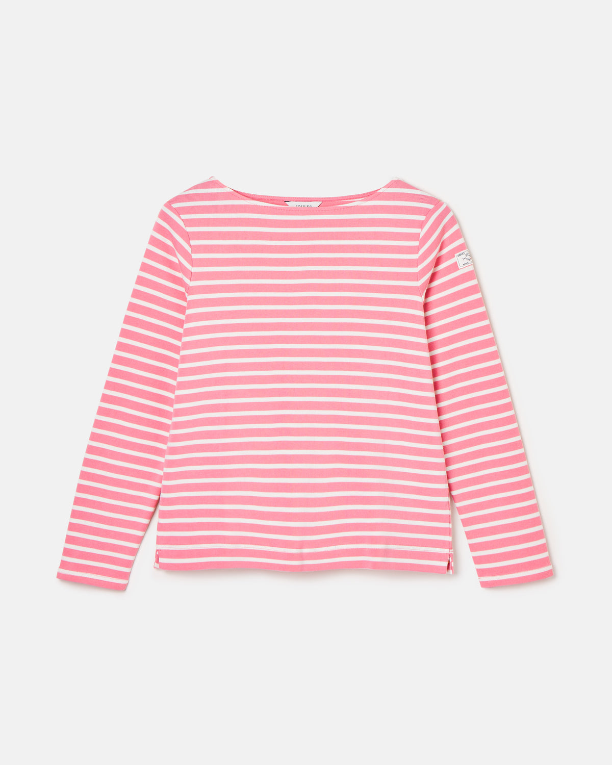 Joules Harbour Striped Top - Pink and White, Women's Long Sleeve Cotton Shirt