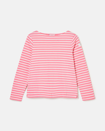 Joules Harbour Striped Top - Pink and White, Women's Long Sleeve Cotton Shirt