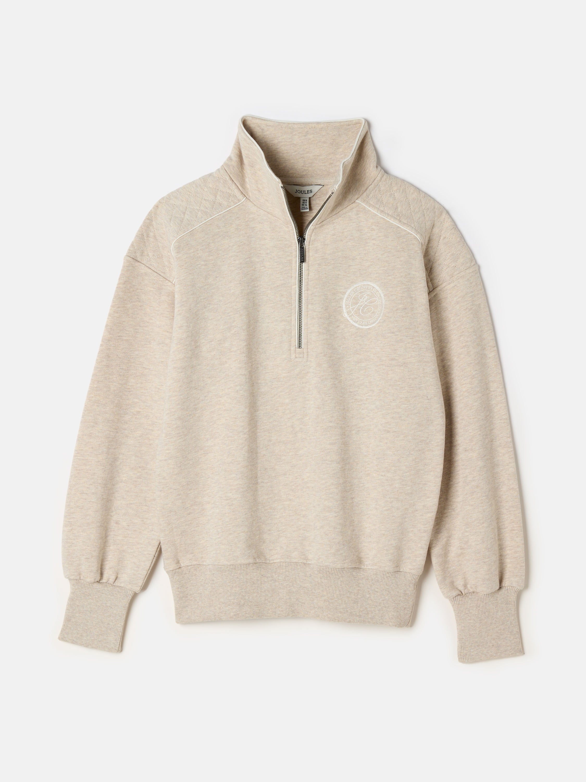 JOULES RACQUET CREAM HALF ZIP SWEATSHIRT - Cotton Melange - Equiflair Women's Fashion Top