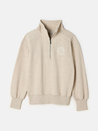 JOULES RACQUET CREAM HALF ZIP SWEATSHIRT - Cotton Melange - Equiflair Women's Fashion Top