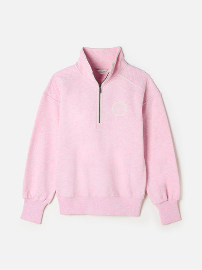 Joules Racquet Pink Sweatshirt: Half Zip, Quilted Shoulders, Country Club Style. Shop Equiflair for Joules Sweaters!