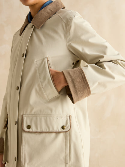 JOULES Katherine Waterproof Coat in Stone: Stylish Country-Inspired Outerwear