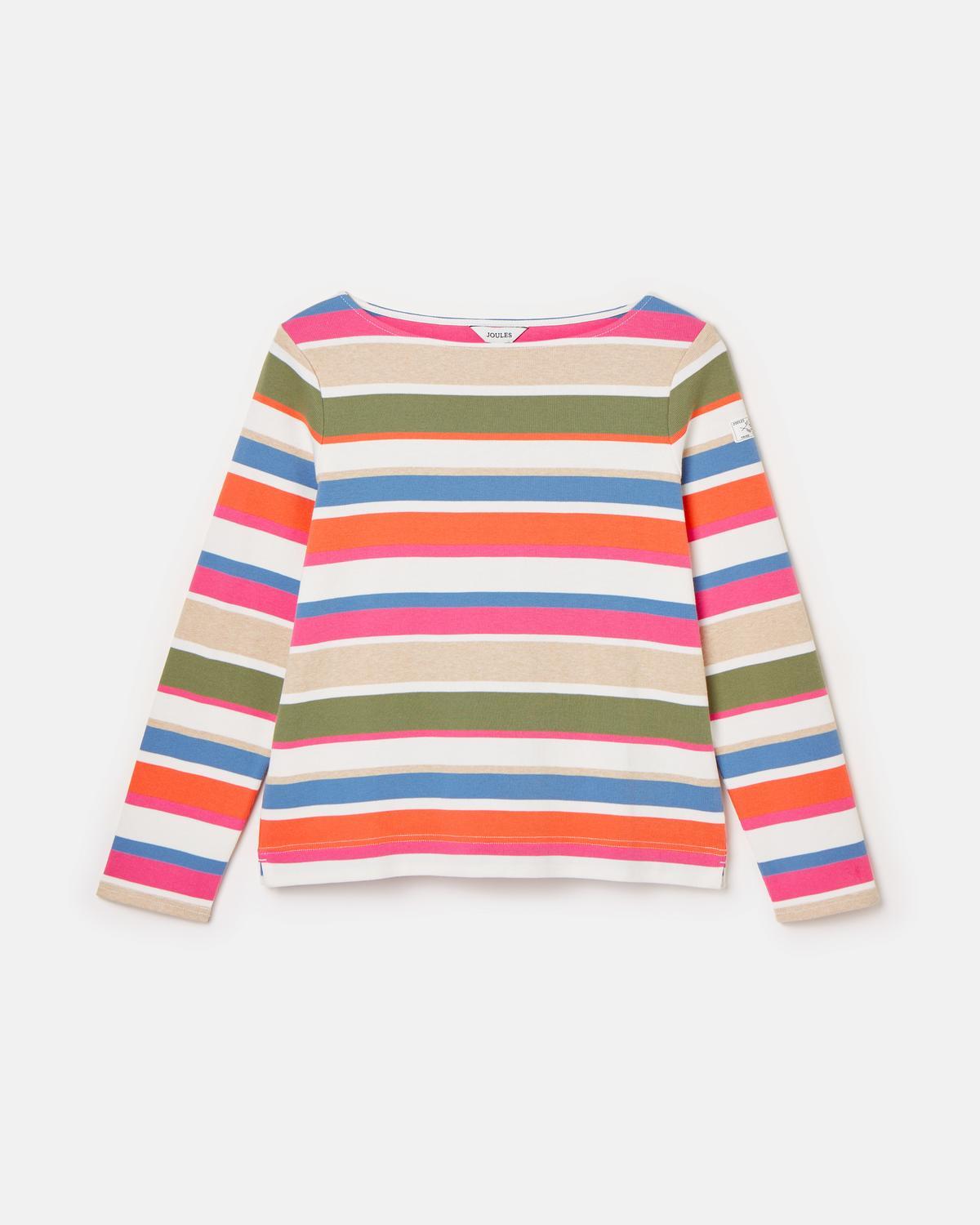 Joules Harbour Green/Pink Striped Long Sleeve Shirt. Relaxed fit women's top from Equiflair.