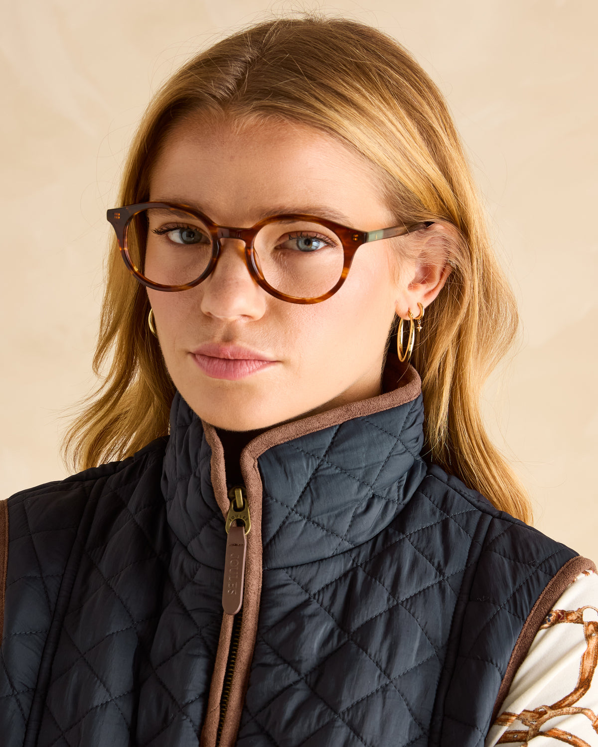 JOULES Sutton Navy Quilted Gilet: Showerproof, Longline Design. Sustainable Recycled Nylon Outerwear Vest from Equiflair