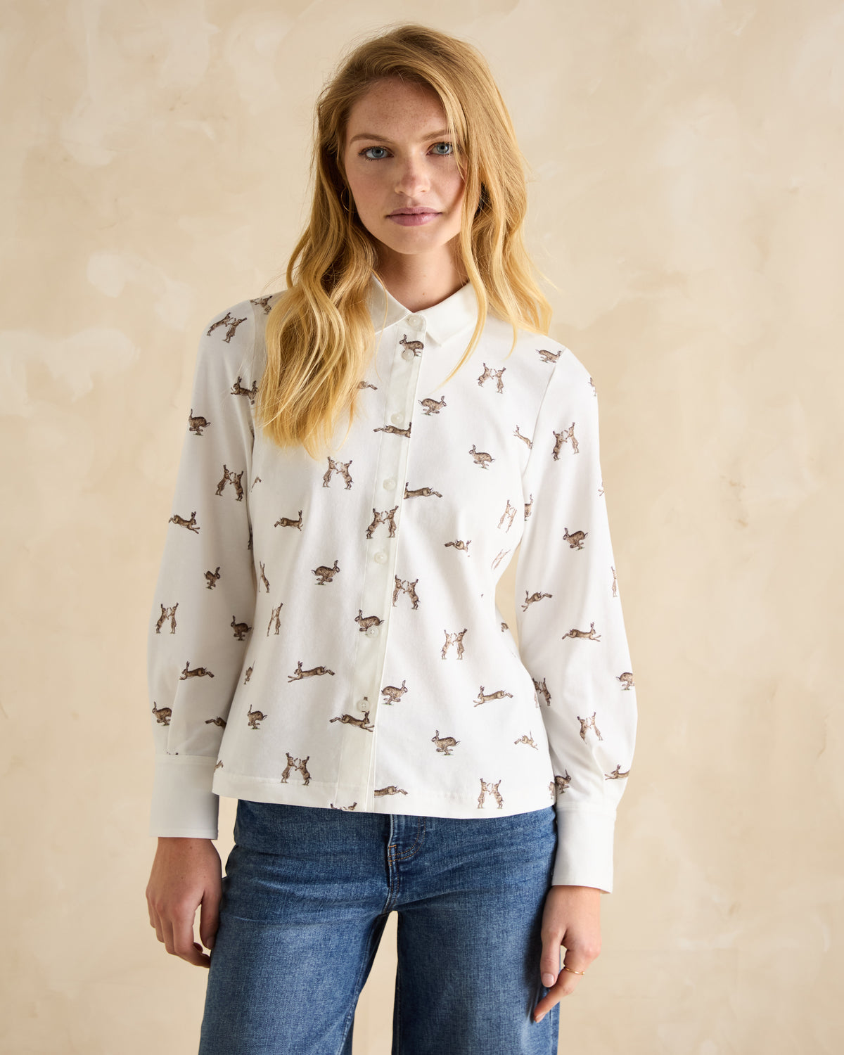 Joules Eleanor Tomlinson Cream Hares Jersey Shirt