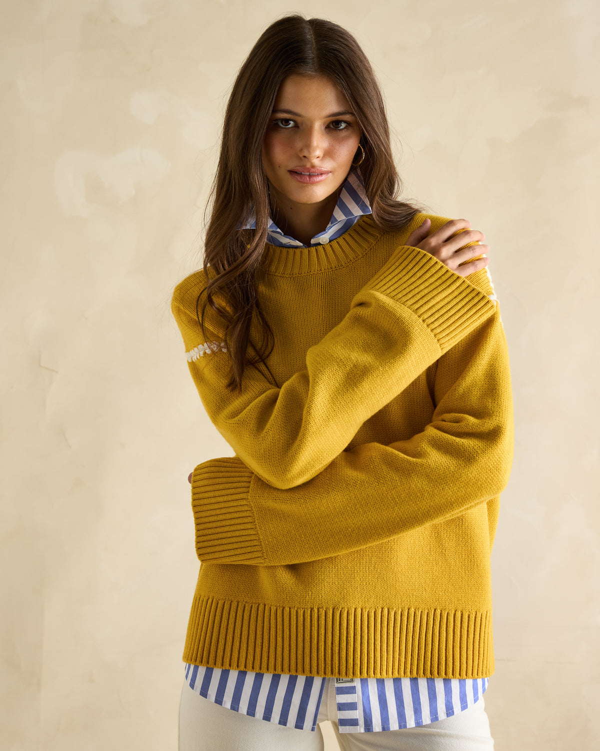 Joules Alexandra Yellow Blanket Stitch Jumper