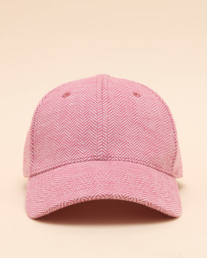 Joules Daley Pink Herringbone Cap - Women's Fashion Hat, Adjustable, Cotton Blend