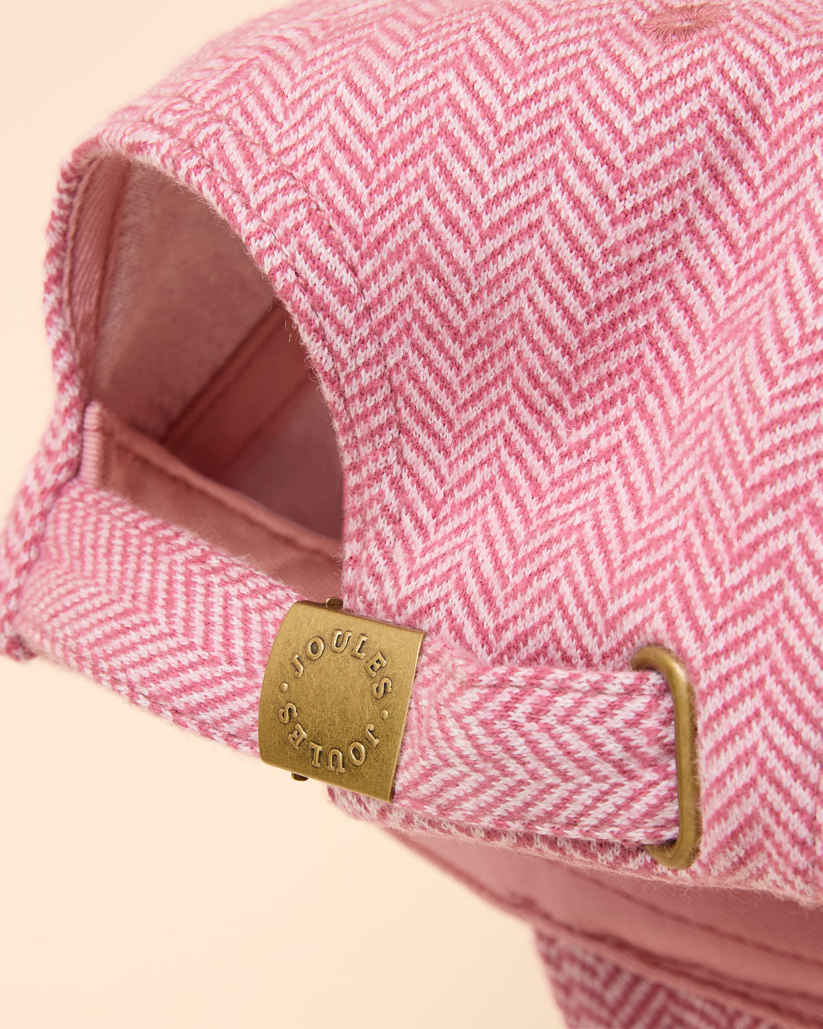 JOULES Daley Pink Herringbone Cap - Women's Baseball Hat with Adjustable Strap