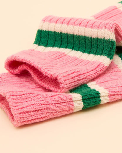 JOULES WADER WELLY SOCKS PINK: Striped cotton blend wellington boot socks with a ribbed cuff, perfect for stylish and comfortable wear.