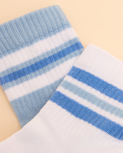 Joules Volley Socks 2 Pack Blue - Striped Cotton Blend Tennis Socks for Comfort & Style | Equiflair