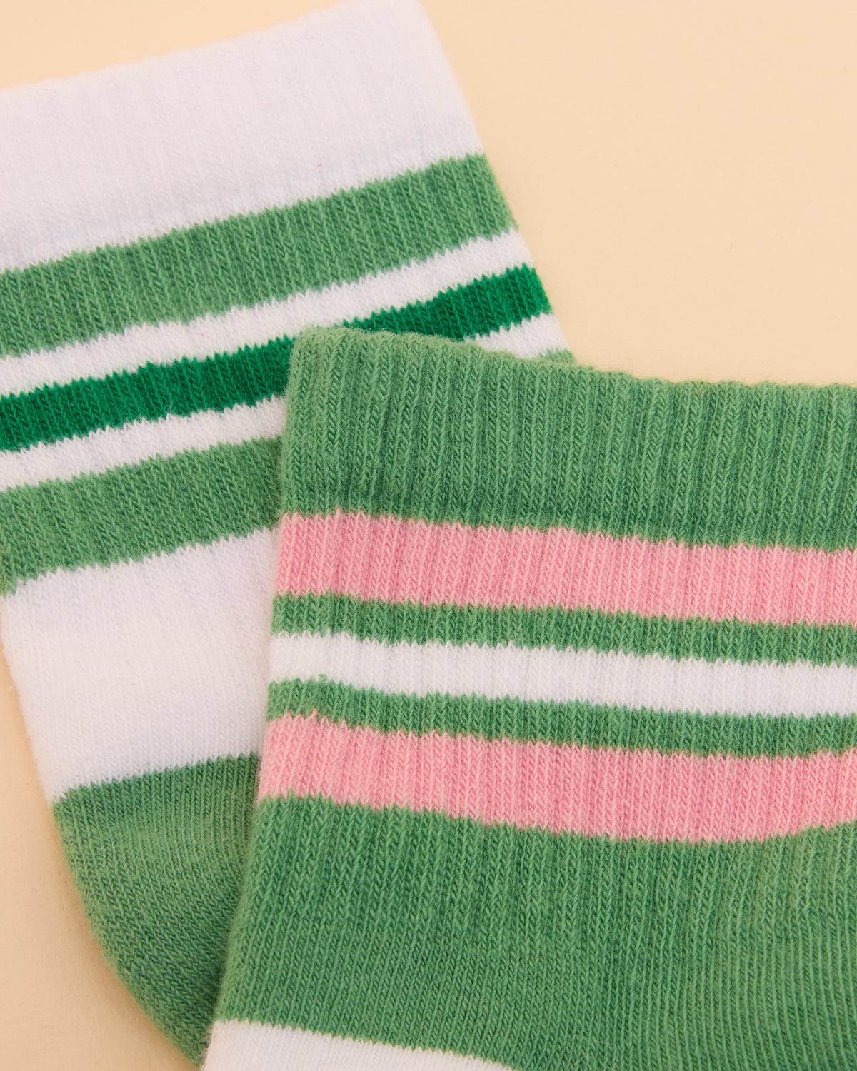 JOULES Volley Socks 2 Pack Green: Striped Cotton Blend Athletic Socks, Tennis Inspired, Ribbed Cuffs