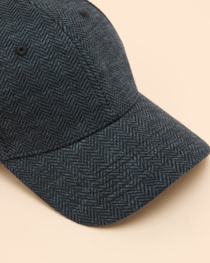 Joules Daley Herringbone Navy Cap | Equiflair, Cotton Blend, Metal Clasp
