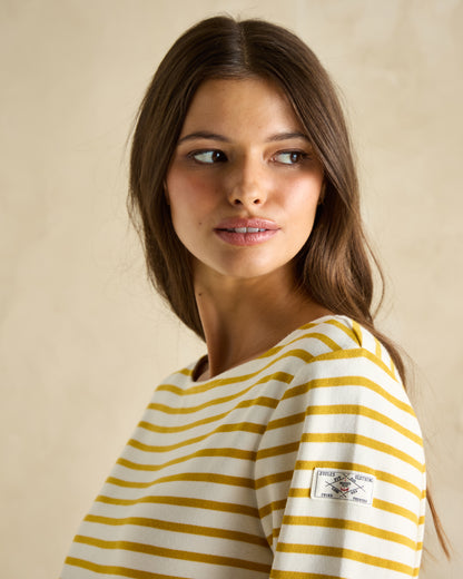 JOULES HARBOUR TOP Mustard Yellow Stripe: Women's Long Sleeve Top