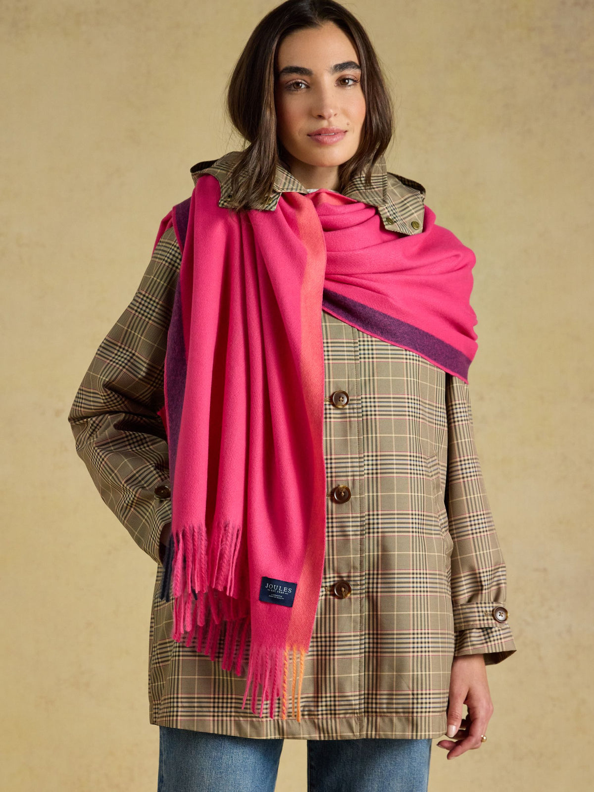 Women's Joules Pink Oversized Blanket Scarf