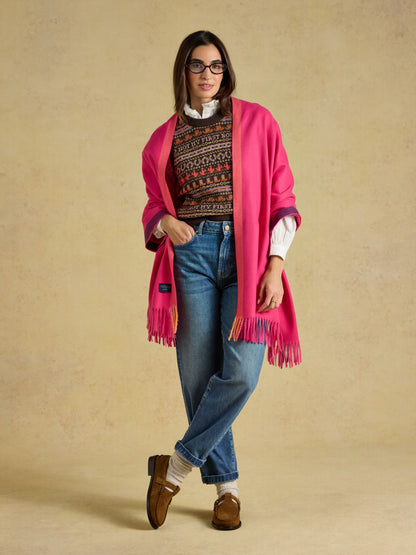 Women's Joules Pink Oversized Blanket Scarf