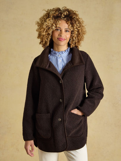 Women's Joules Sadie Longline Button Through Fleece Jacket
