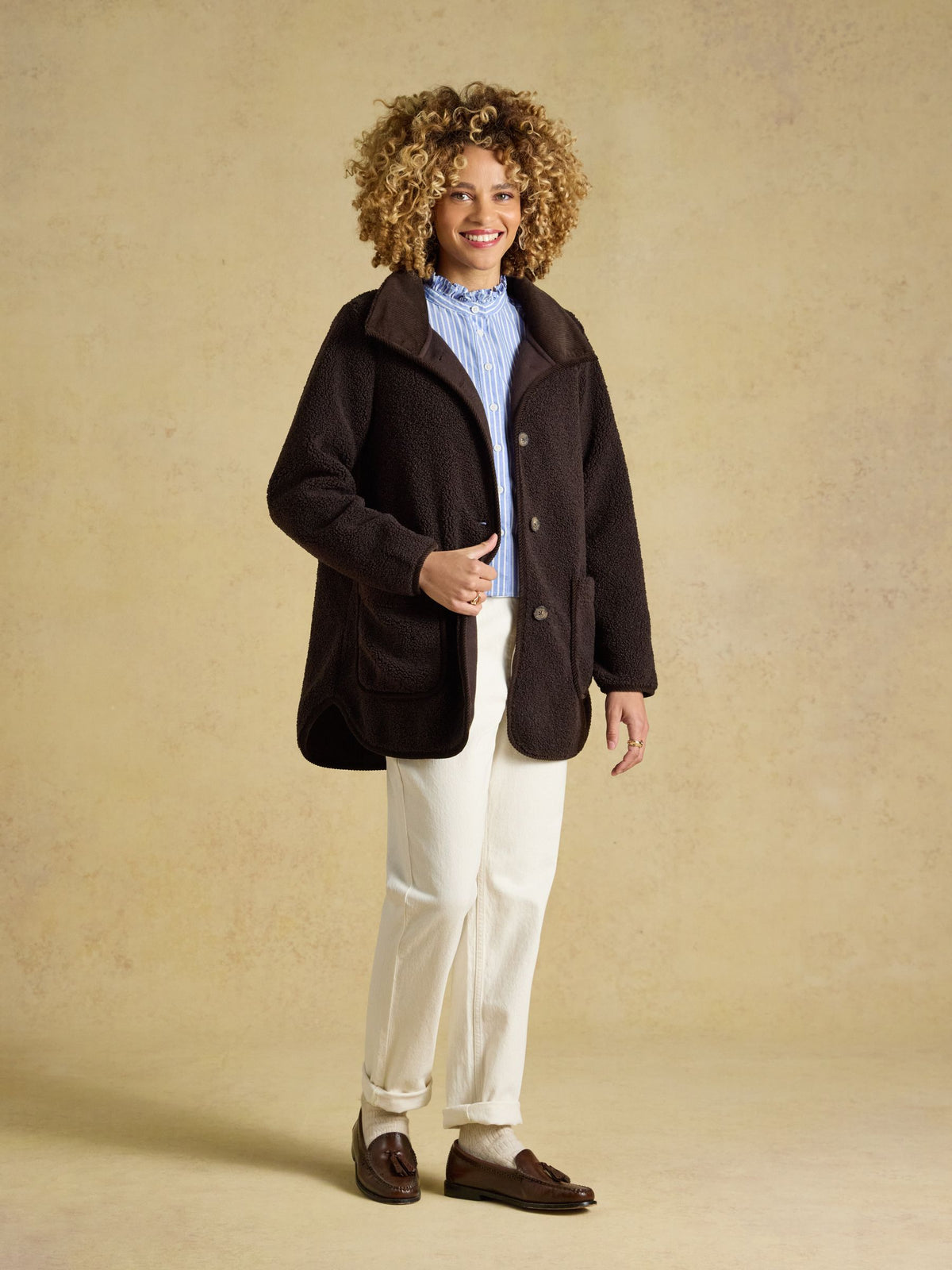 Women's Joules Sadie Longline Button Through Fleece Jacket