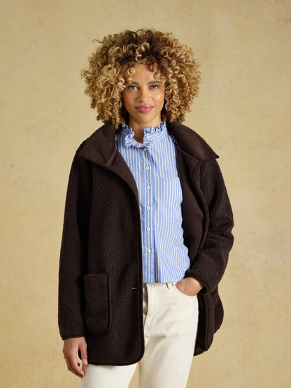 Women's Joules Sadie Longline Button Through Fleece Jacket